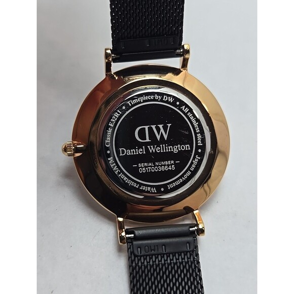 Daniel Wellington Petite Ashfield E32R1 32mm Black Mesh Rose Gold New Battery - Picture 10 of 10